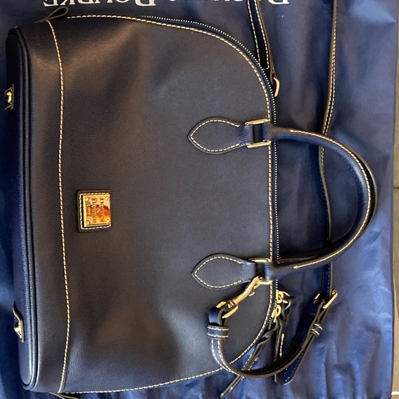 Navy Dooney & Bourke leather satchel shoulder bag - Picture 1 of 4